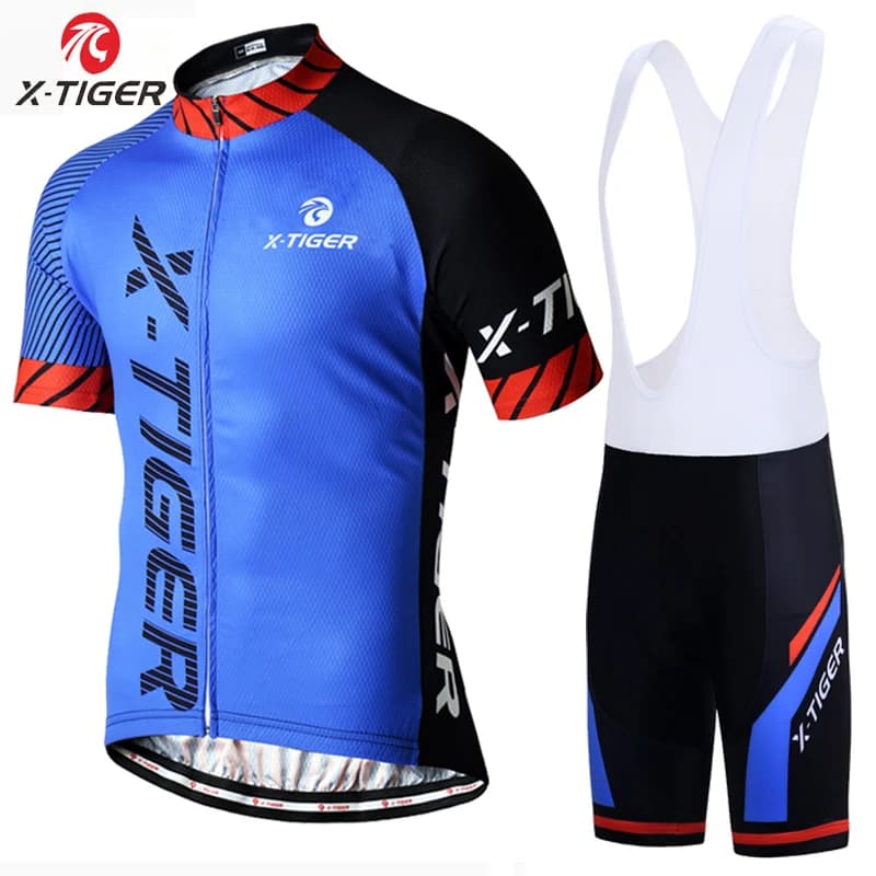 X-TIGER Set di maglie da ciclismo classiche da uomo, abbigliamento da ciclismo ad asciugatura rapida, maglia da bici da corsa MTB, set di pantaloncini da bicicletta traspiranti, t-shirt