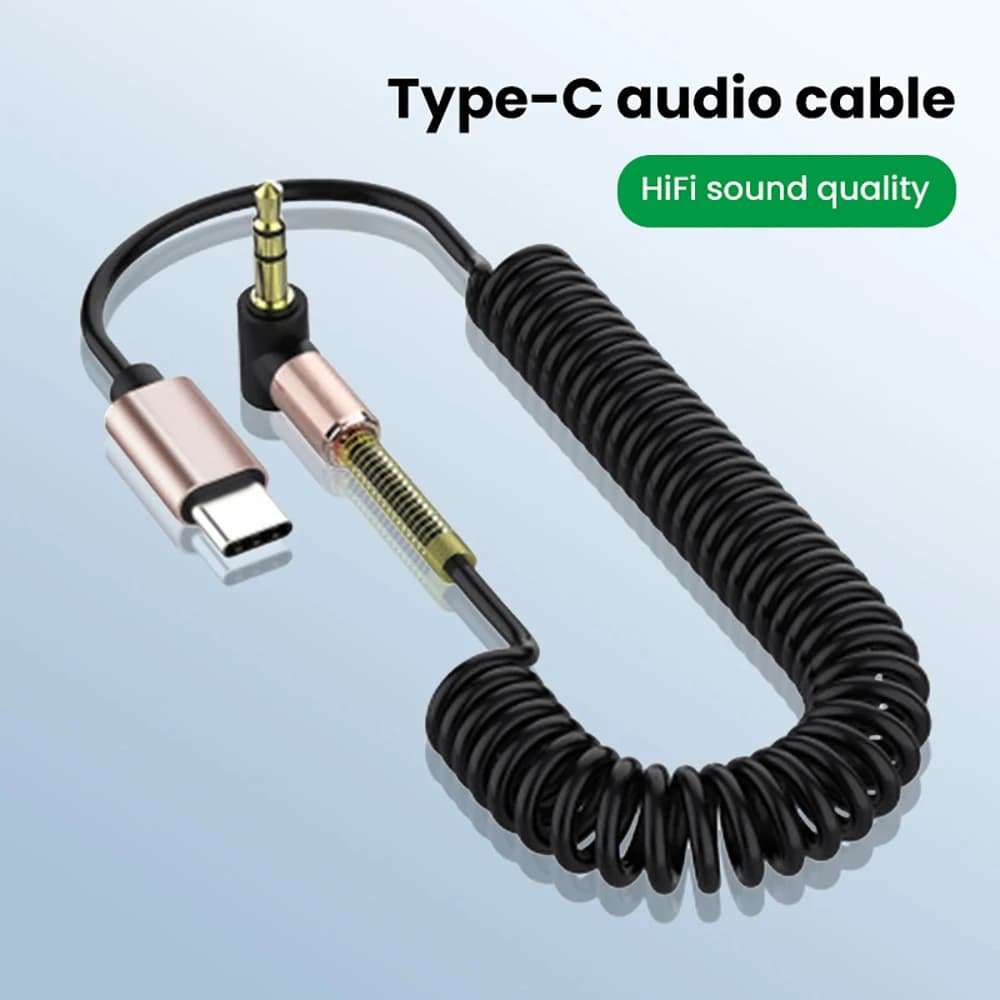 Cavo audio retrattile a molla per auto OLAF da USB C a 3,5 mm per iPhone 15 da 3,5 mm a 3,5 mm jack cavo AUX cavo altoparlante adattatore a gomito