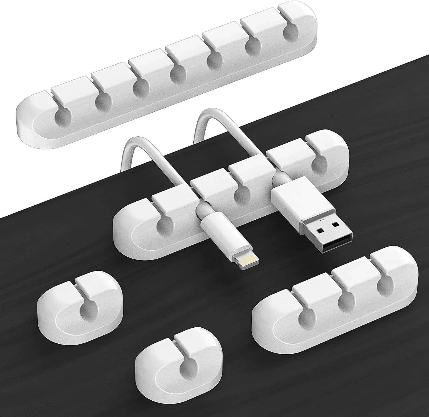 5 clip per la gestione dell'avvolgicavo USB in silicone per cavo da 5 pezzi, autoadesive per mouse, tastiera, auricolare per iPhone