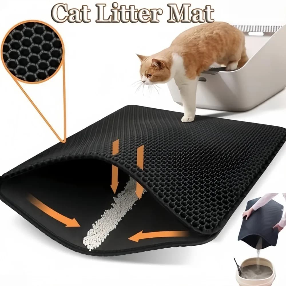 Large Size EVA Cat Litter Mat Waterproof Pet Toilet Cat Litter Trapping Mat Non Slip Double Layer Honeycomb Pet Litter Box Pad