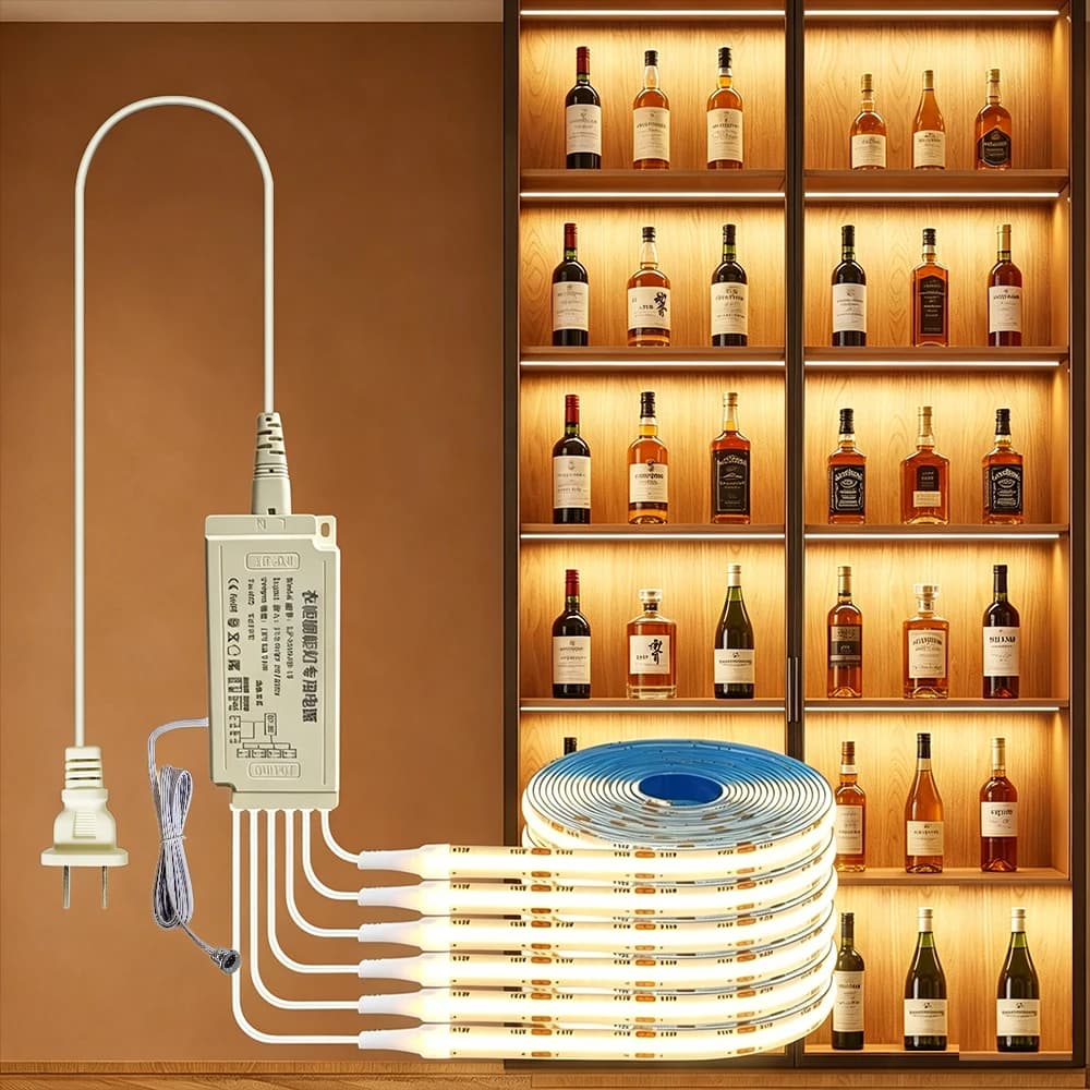 Striscia LED COB 12V con sensore di movimento per sottopensili, libreria, armadio, guardaroba, lampada con sensore di controllo porta, spina USA