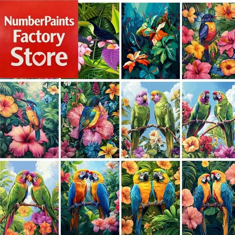 Frameless 40x50cm Diy Painting By Number For Adults Kits Parrot Acrylic Paint Set Handwork Diy Gift Wall Art Picture With Numbe