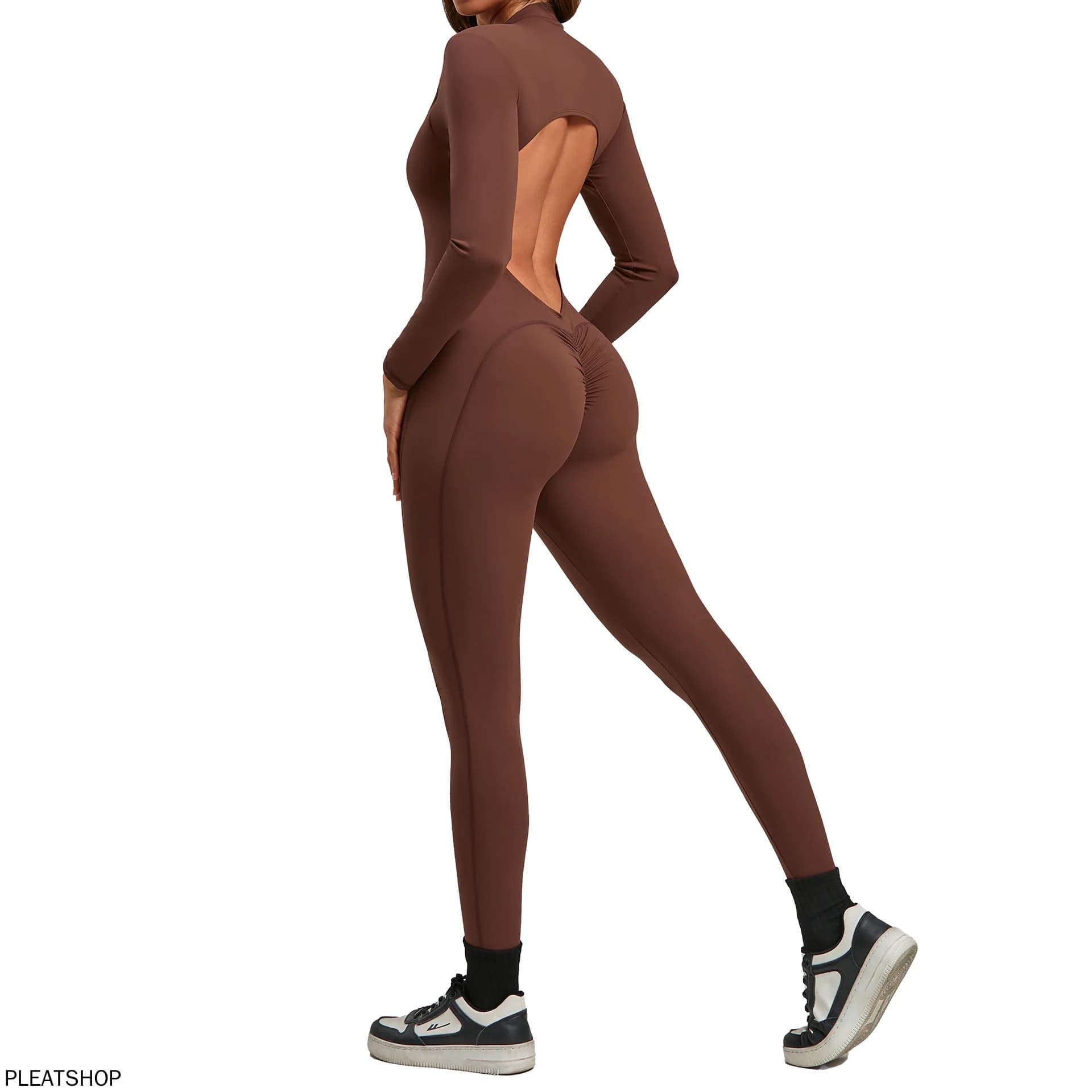 Tuta da Yoga con Zip a Maniche Lunghe in Stile Europeo e Americano per Donna, Abbigliamento Sportivo per Fitness