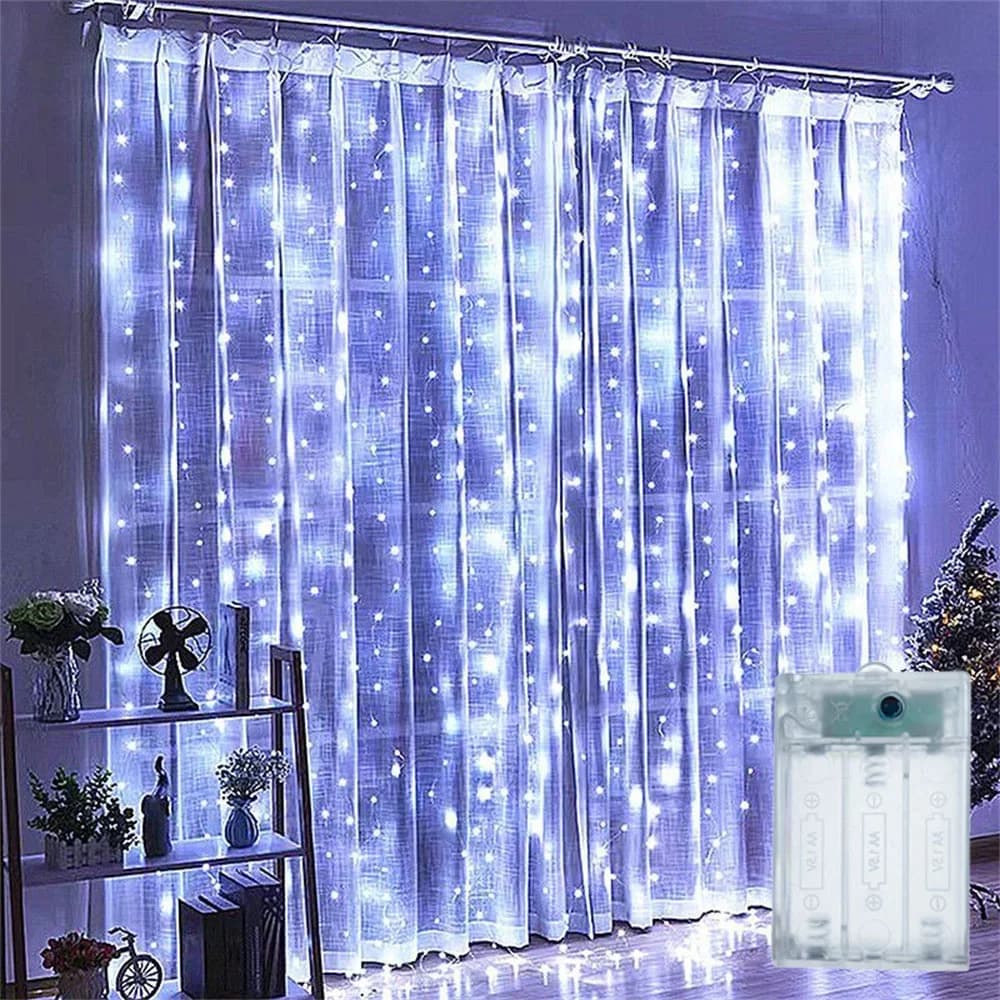 Tenda Luminosa LED 3/6M con 8 Modalità, Luci a Batteria per Decorazioni Natalizie, Matrimoni e Feste, per Camera da Letto e Soggiorno