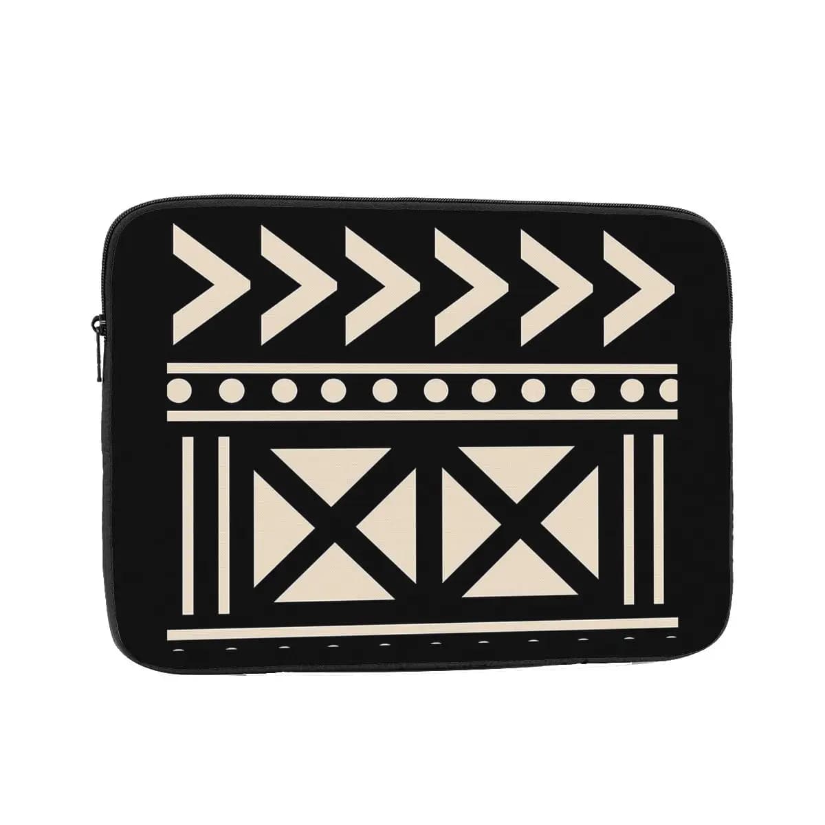 Panno di fango africano Custodia per laptop di tendenza in bianco e nero Borsa per notebook Borsa per tablet Custodia antiurto