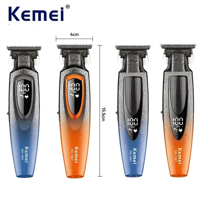 Kemei Zero Gapped Carving Barber Clipper Rechargeable Wireless Professional for Finishing and Cutting Hair