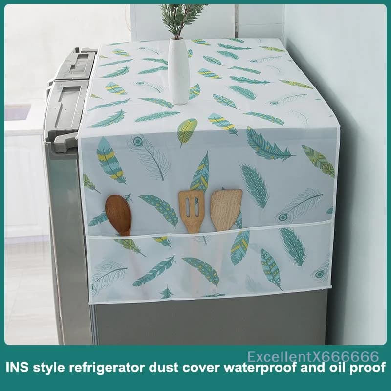 Washable Top Loading Washing Machine Fridge Dust Cover with Hanging Storage Bag Dustproof for Home Kitchen Laundry Room
