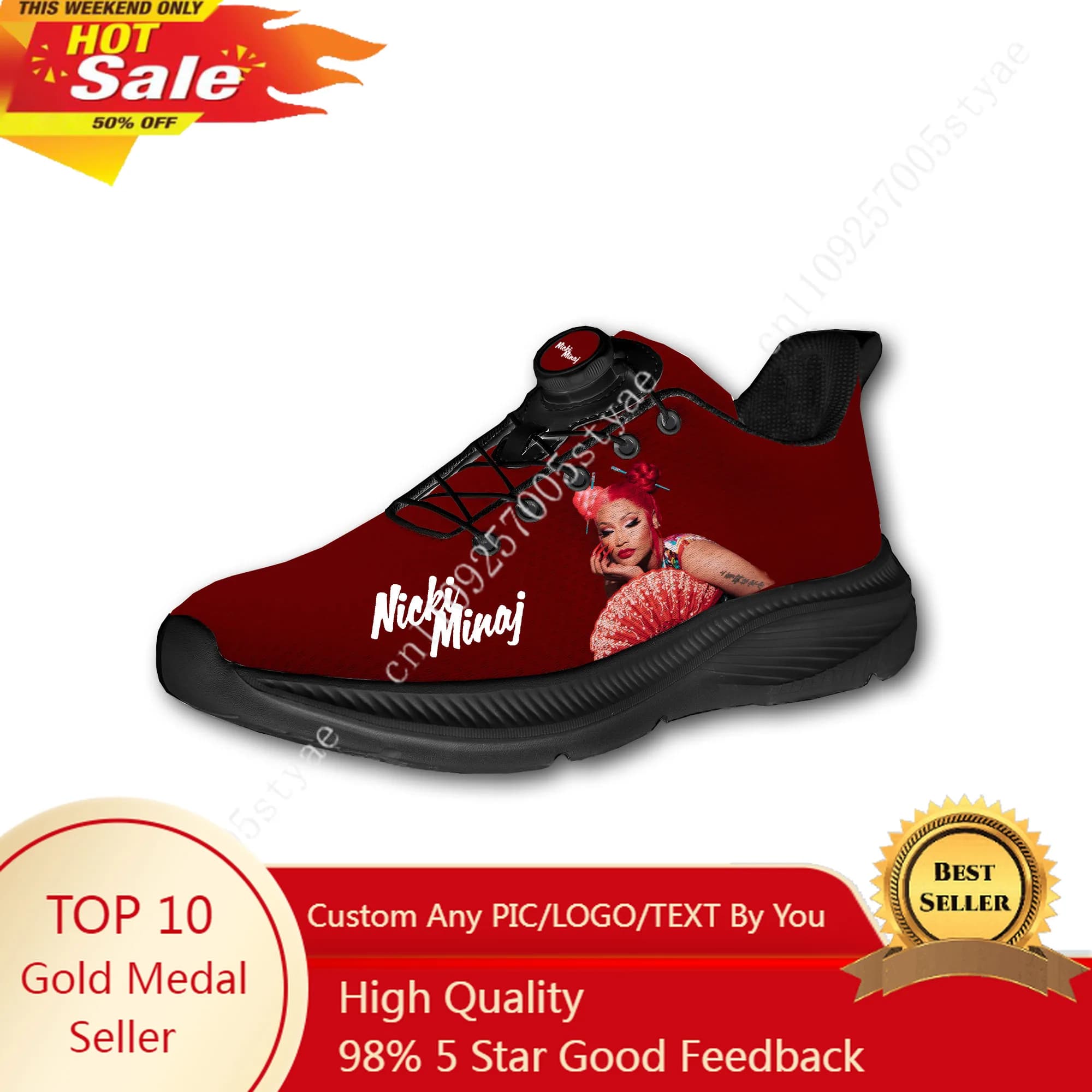 Scarpe da Corsa Off-road Hot Rapper Nicki Minaj da Uomo e Donna, Senza Lacci con Bottone Girevole, Scarpe Sportive da Trekking e Tempo Libero, Sneaker Personalizzate