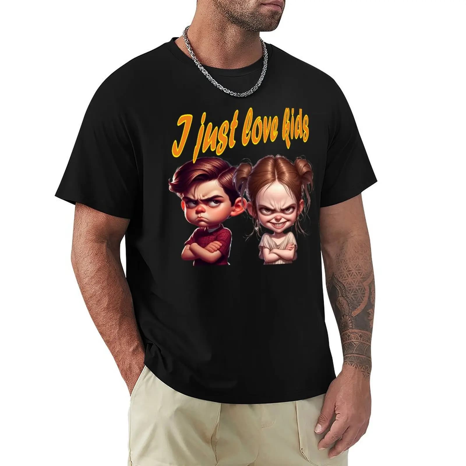 Adoro i bambini - idea simpatica e divertente per genitori felici - T-shirt con grafica creativa