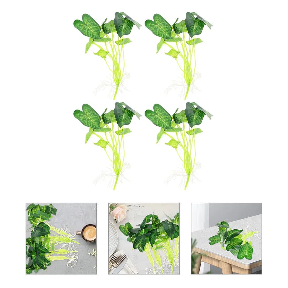 4Pcs Simulation Leaves Stem Artificial Green Plant Branches Decorative Faux Leaves for Home Room Decor Crafts Wreaths