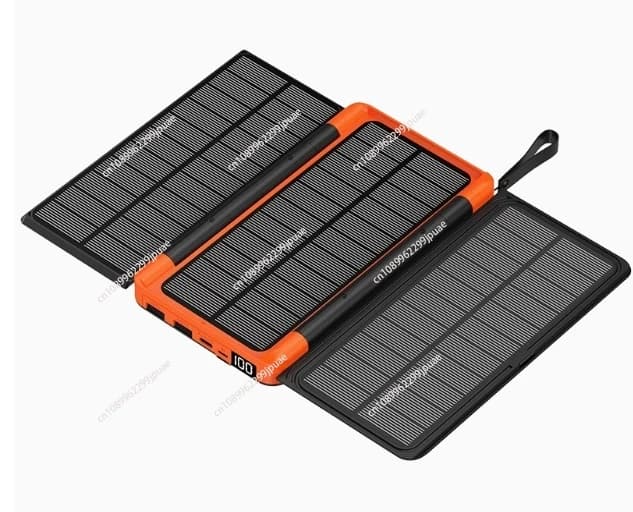 Poverbank 20000mAh Banca solare pieghevole con 3 pannelli solari Caricabatterie wireless Qi Powerbank