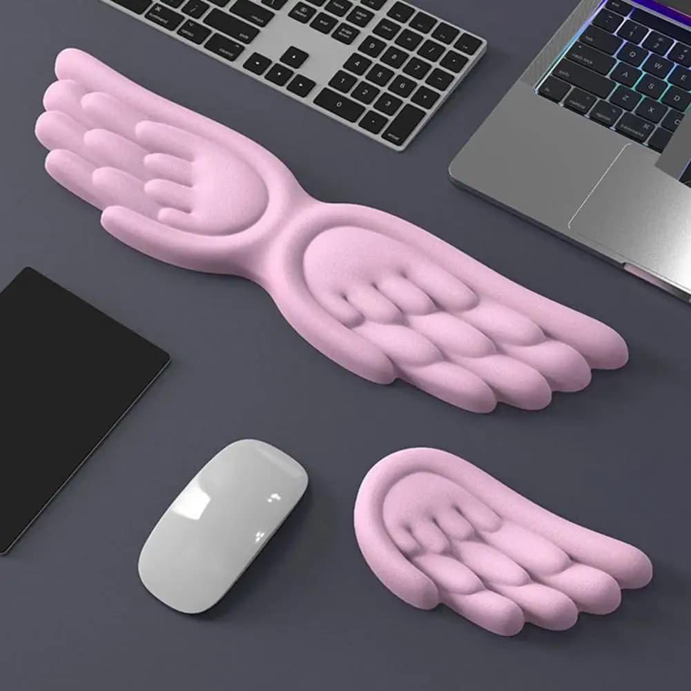 Poggiapolsi per tastiera Angel Wing Tappetino di supporto per polso ergonomico Poggiapolsi per mouse in silicone Cuscino per polso per laptop per giochi da ufficio