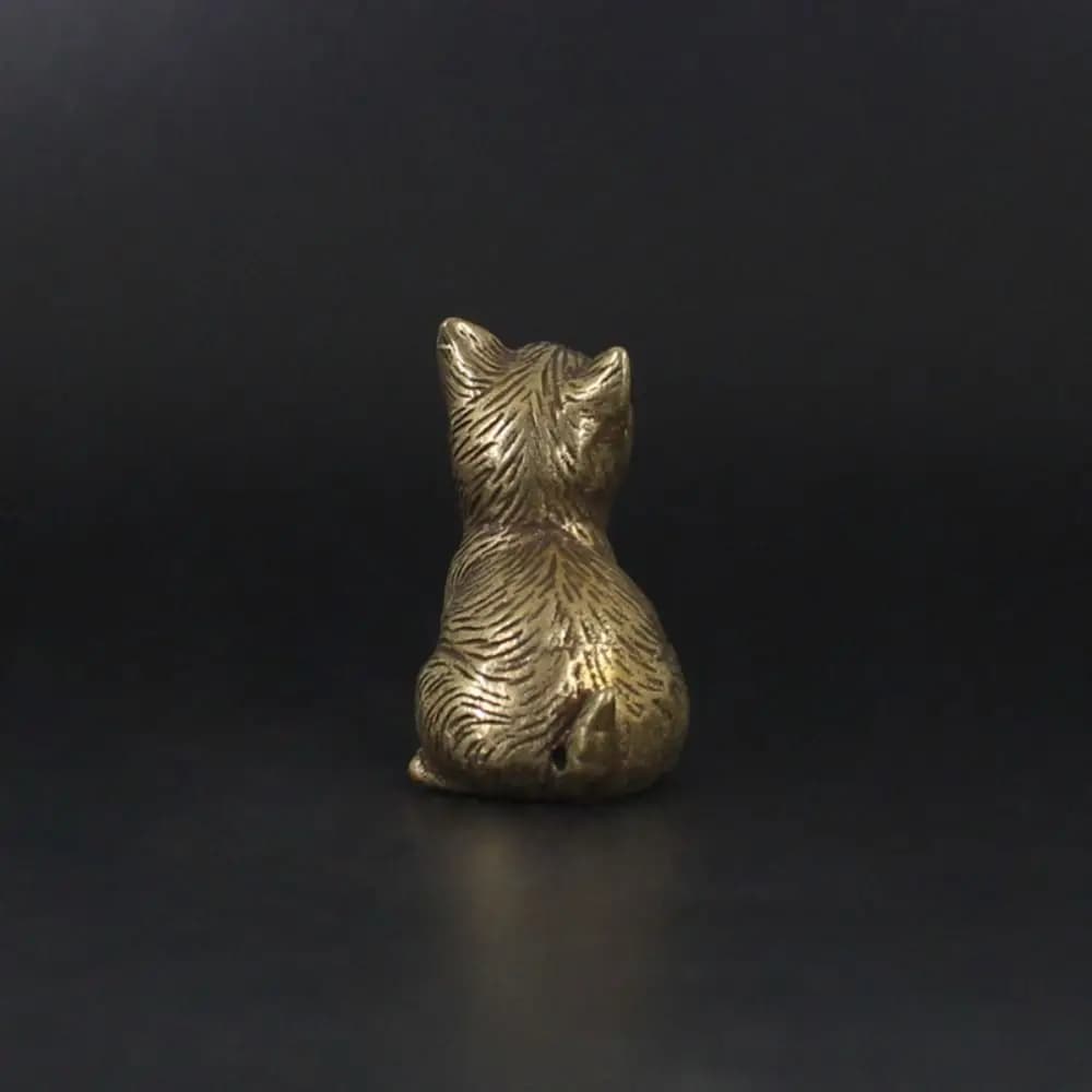 Lucky Brass Small Cat Metal Statue Cute Retro Tea Pet Vintage Creative Model Sculpture Gift