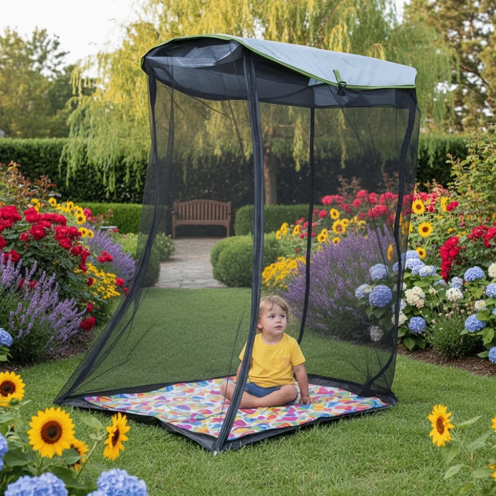 Zanzariera da Viaggio con Apertura a Cerniera, Design Pieghevole, Dimensioni Compatte, Tenda a Rete Anti-Insetti, Zanzariera per Pesca