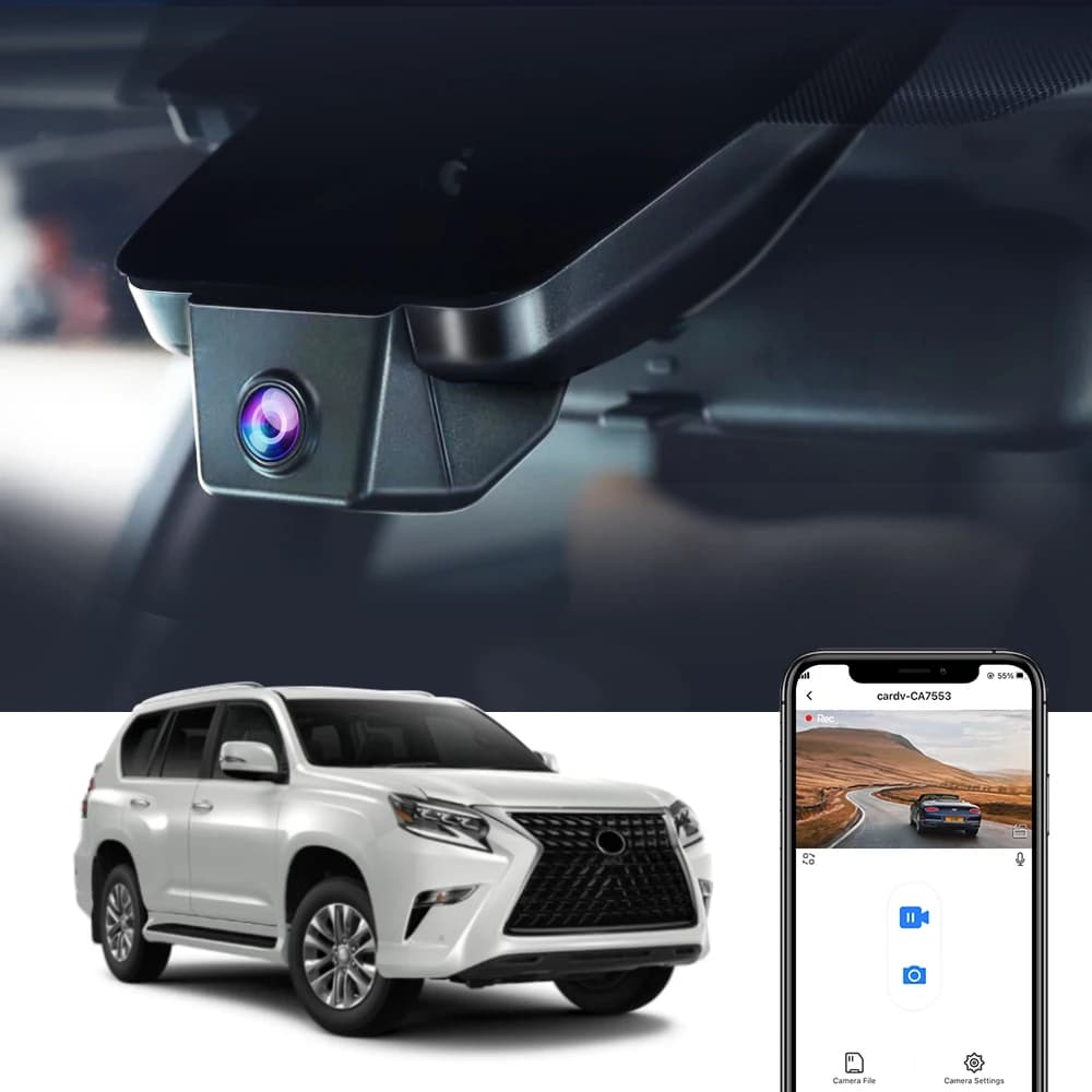 Fitcamx 4K Dash Cam for Lexus GX460 and Toyota Prado J150 (2020-2023), DVR camera for original design cars, night vision, Wi-Fi