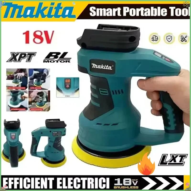 Lucidatrice per Auto Senza Fili Makita, 8 Velocità Regolabili, Strumento Elettrico per Lucidatura, Levigatura e Sigillatura, Ricaricabile