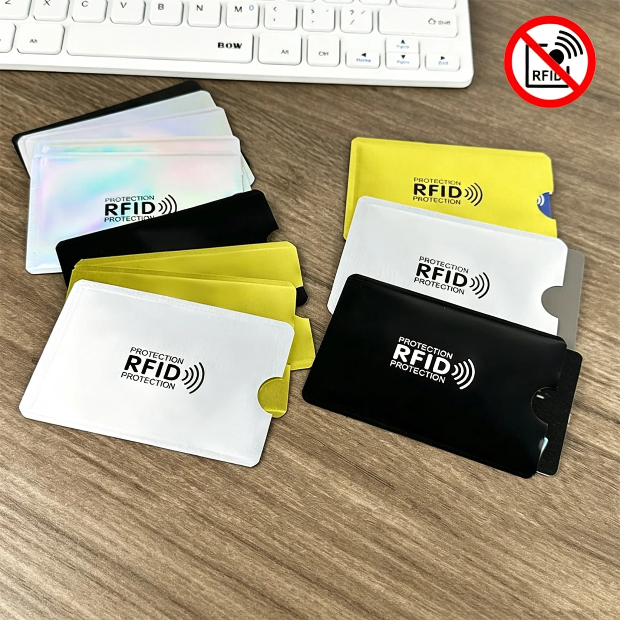 RFID Blocking Card Sleeves Aluminum Foil Credit Debit Card Protector Slim Holder for Wallet Travel Mixed Colors 10PCS