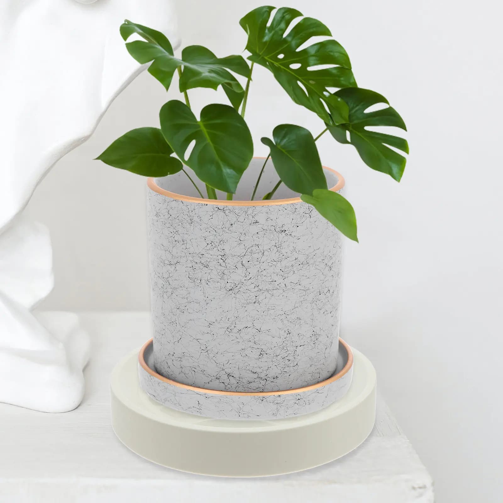 Heavy Duty Round Mobile Flowerpot Tray 22.5x18x3.5cm Plant Roller Base Thickened Plastic Drip Saucer Universal Wheels Plant Pot