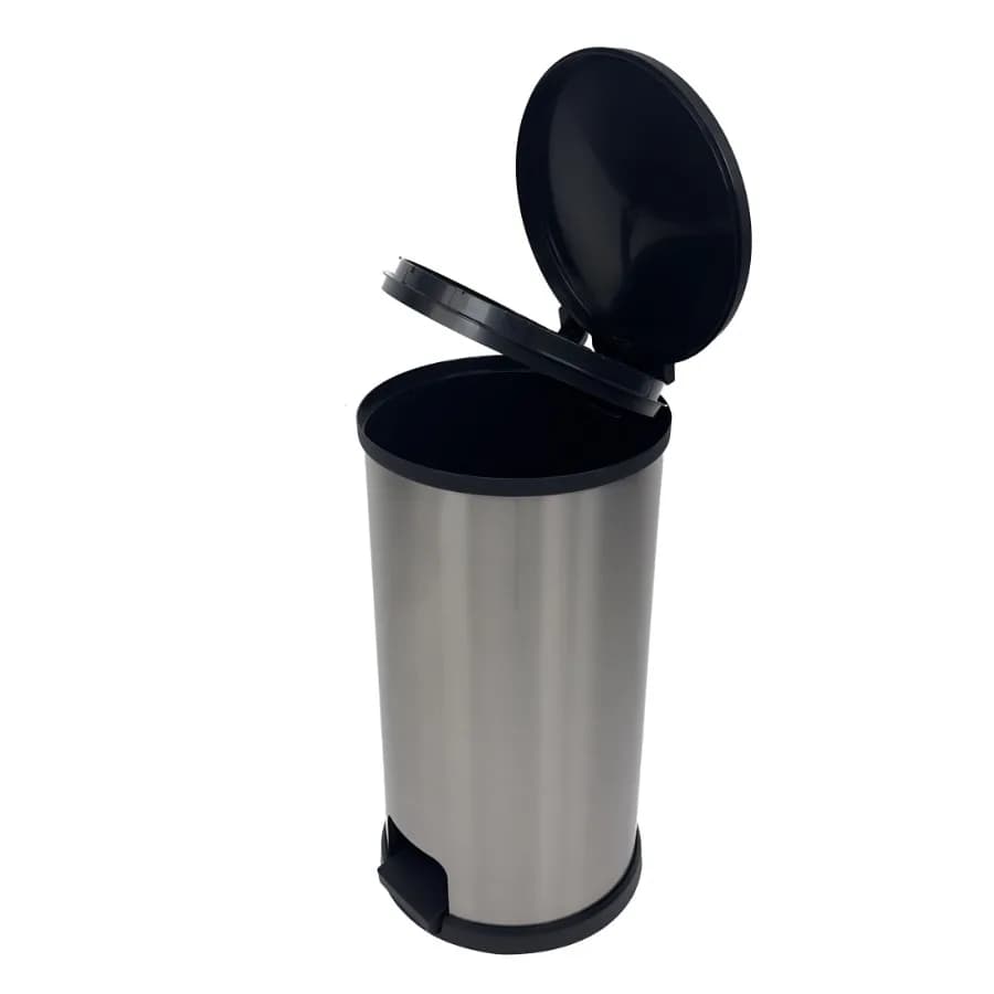 Cestino per Rifiuti da Cucina da 7,9 Galloni con Coperchio a Pedale, Contenitore in Plastica Argento per Casa, Ufficio, Sala da Pranzo, Superficie Liscia Anti-Odore