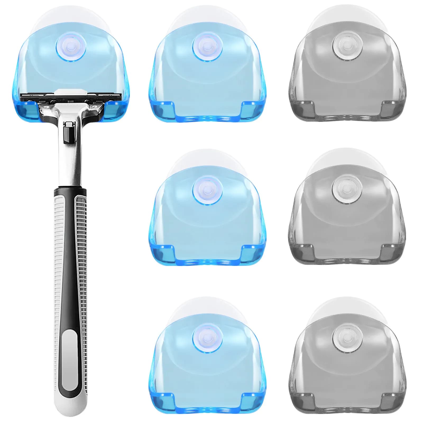 Set di 6 Supporti a Ventosa per Rasoio da Doccia, Ganci Utili per Bagno, Porta Rasoio a Ventosa, Mantiene gli Utensili Puliti, Asciutti e Organizzati