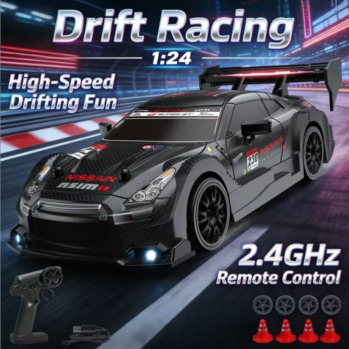 Auto Telecomandata Scala 1:24, 2.4GHz 4WD Fuoristrada con Luci LED, Velocità 30km/h, Regalo Ideale per Bambini