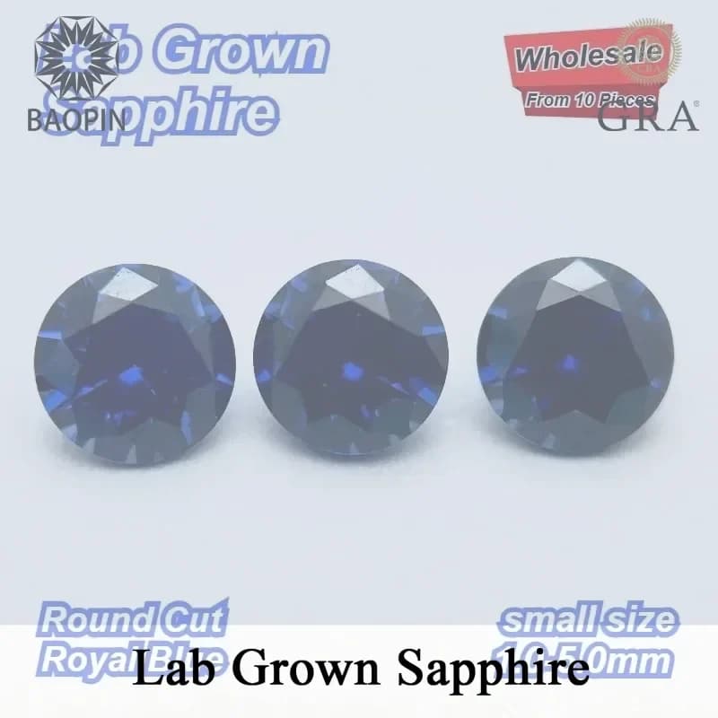 Round Cut Royal Blue Lab Grown Sapphire VVS Loose Stone Optional AGL Certificate Free Shipping For Custom Ring Earring Necklace