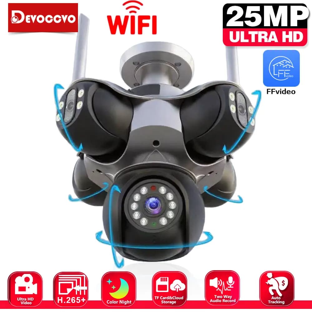 New 25MP 5 Screen PTZ 720° Five Lens WiFi Camera Security Protection CCTV Waterproof Five Screen 25MP Video Surveillance Cam