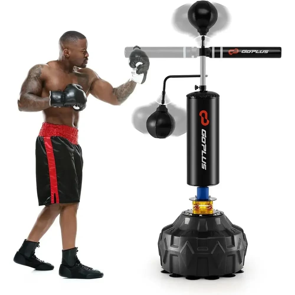 360° Spinning Punching Bag with 2 Speed Balls, Adjustable Height, Shock Absorbers, Suitable for Teens and Adults