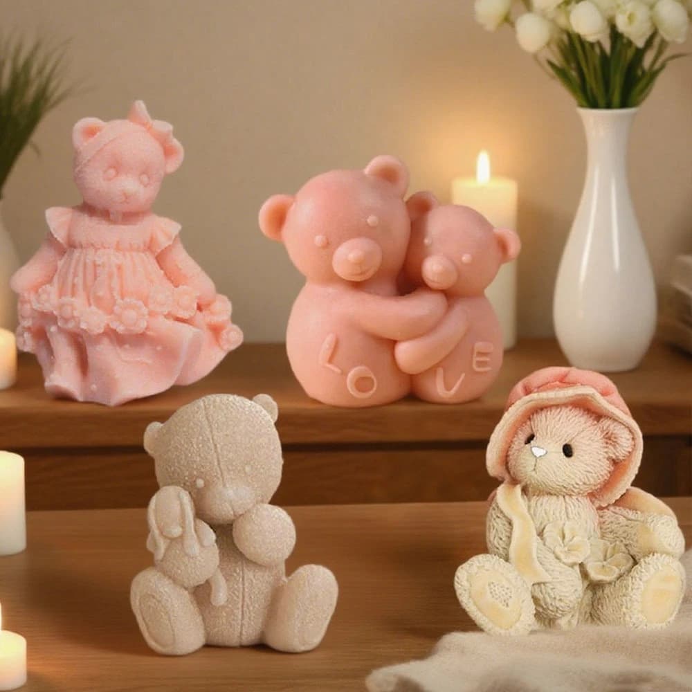 Tenere a mano Coniglio Orsacchiotto Candela profumata Stampi in silicone Abbigliamento fai da te Gonna Cappello Animale Gesso Resina Decorazioni per il desktop Souvenir fatto a mano