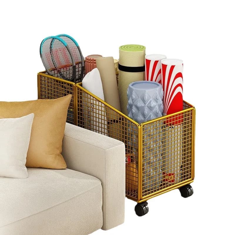 Removable multilayer yoga mat holder basket with wheels Sports equipment holders for floor fitness