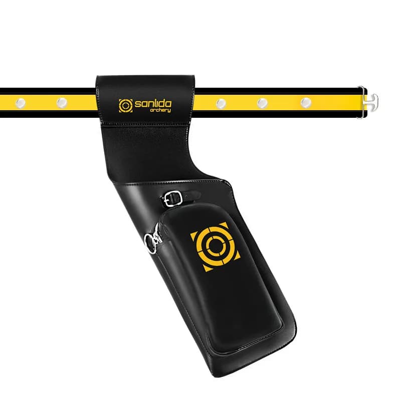 Sanlida X10 Faretra per frecce in pelle Borsa per frecce durevole con accessori per linguette per dita Tasca con cerniera Attrezzatura per tiro con l'arco