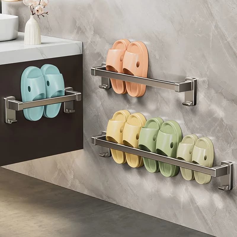 Portasciugamani grigio Portaoggetti multistrato a parete senza punzonatura Porta asciugamani da bagno Portaoggetti per WC