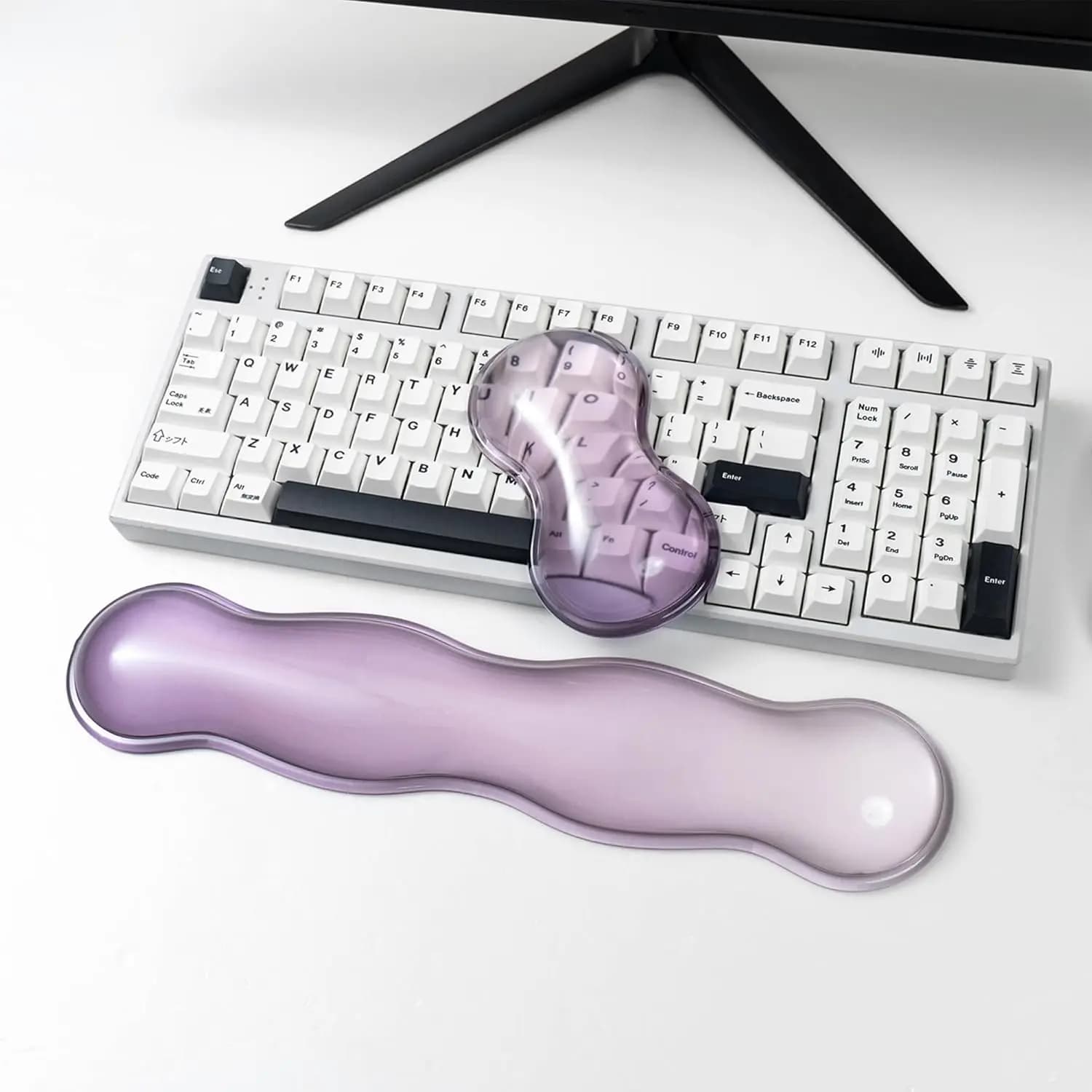 Silicone Gel Ergonomic Keyboard Mouse Wrist Rest Set Clear Pad for 60%/68%/75% Keyboard Soft Wrist Support Cushion for Typing