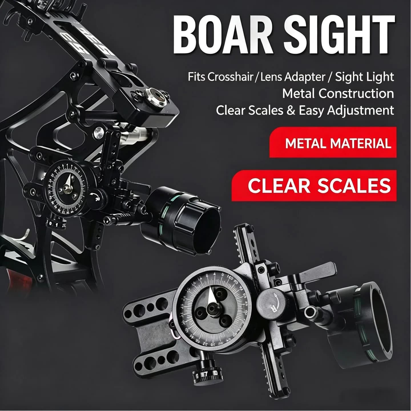 Compound Bow Sight 6X/8X Lenses Archery Single Needle Sight Aluminum Alloy Outdoor Hunting Shooting Target Accessories