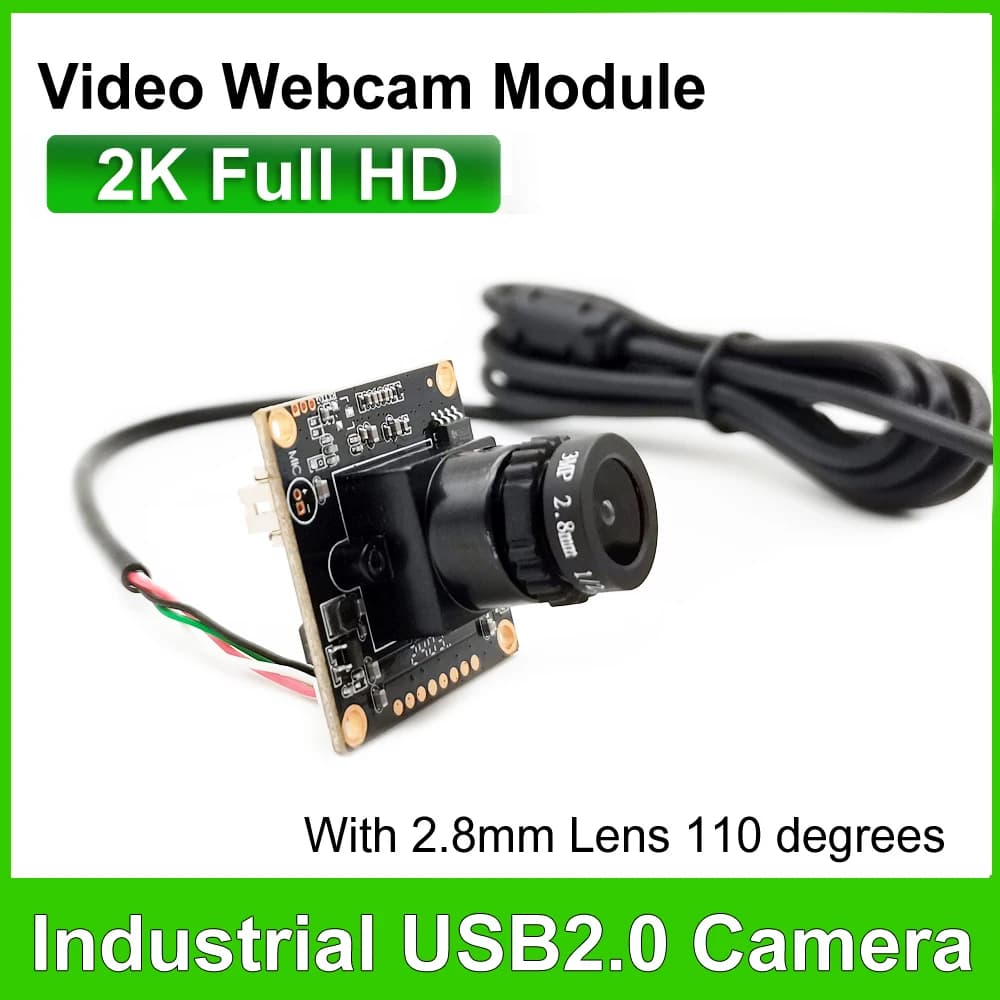 Obiettivo da 2,8 mm Modulo fotocamera USB 2.0 grandangolare da 110 gradi 30FPS 2560x1440 MJPEG PCBA USB Video Webcam OTG UVC Plug And Play