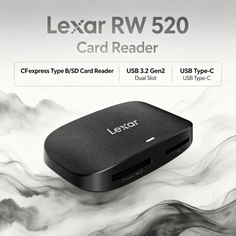 Lexar RW520 Memory Card Reader CFexpress Type B SD Card Reader High Speed USB 3.2 Gen 2 10Gbps for Camera Data Transfer
