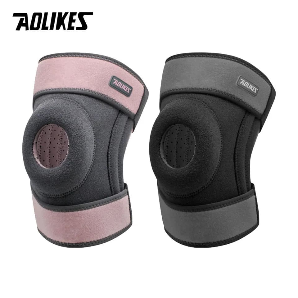 AOLIKES 1 pz ginocchiere sportive supporto a quattro molle ginocchiera traspirante con stabilizzatori laterali cuscinetti in Gel protettivi per rotula