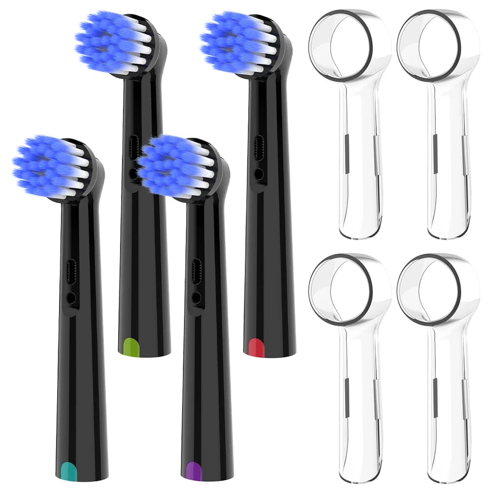 4 Soft Replacement Heads and 4 Dust Covers for Brush Heads Compatible with Oral B Electric Brushes for 1000 500 1500
