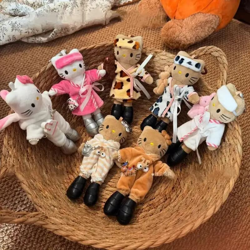 Nuova Serie Sanrio Hello Kitty: Peluche con Gambe Lunghe e Pelo Nero, Pigiama, Portachiavi, Borsa in Tela, Ciondolo Decorativo