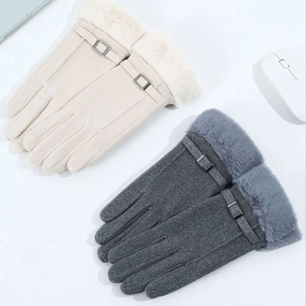 Casual Warm Winter Women Gloves Touch-screen Windproof Riding Protective Mittens Thicken Cold-proof Full Finger Mittens Gift