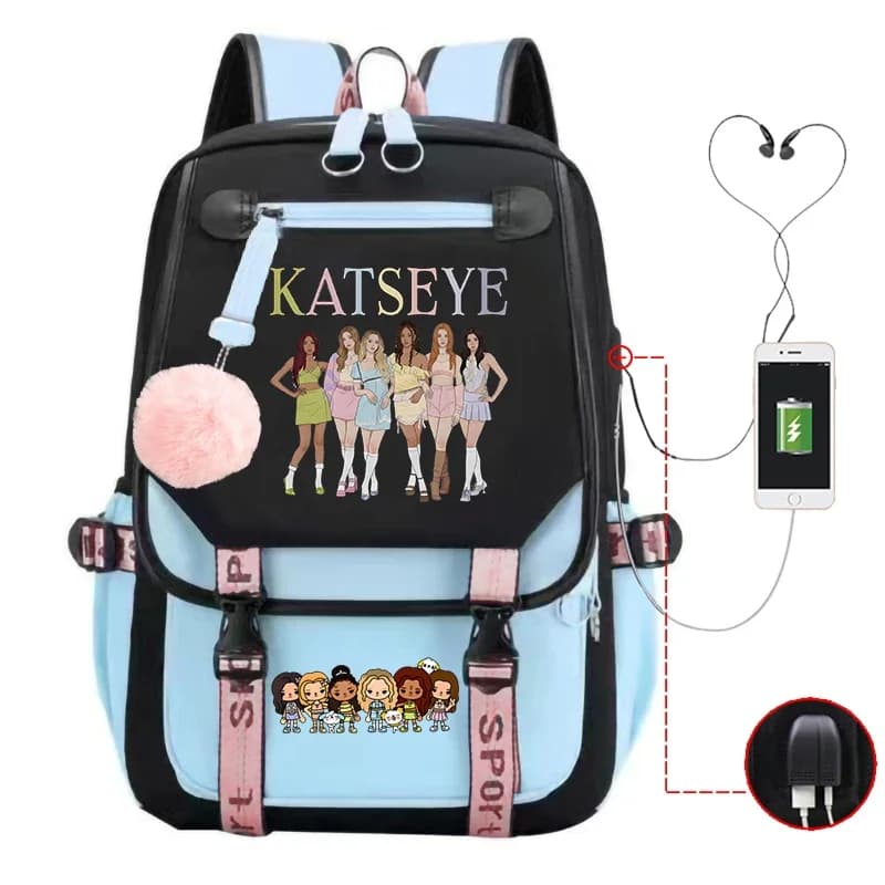 Korea Kpop KATSEYE Backpack Women Rucksack Fans Gift Student Girl School Bag Large Capacity Knapsack Teen Outdoor Travel Bagpack