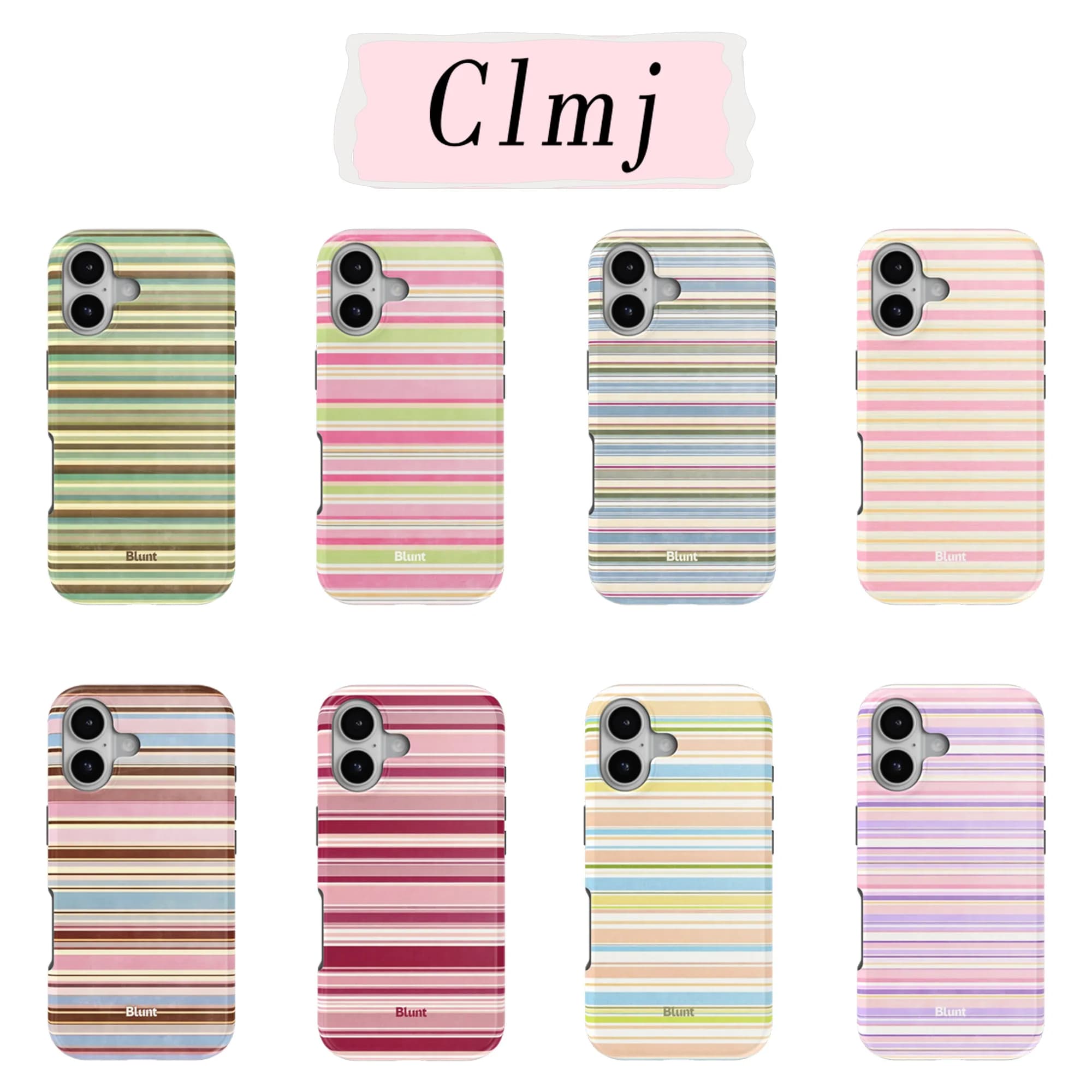 Custodia di lusso Clmj a righe carine per iPhone 17 17e 16e 16 15 14 13 12 11 X XS XR XSMAX 7 8 Air ProMax Plus, cover a doppio strato