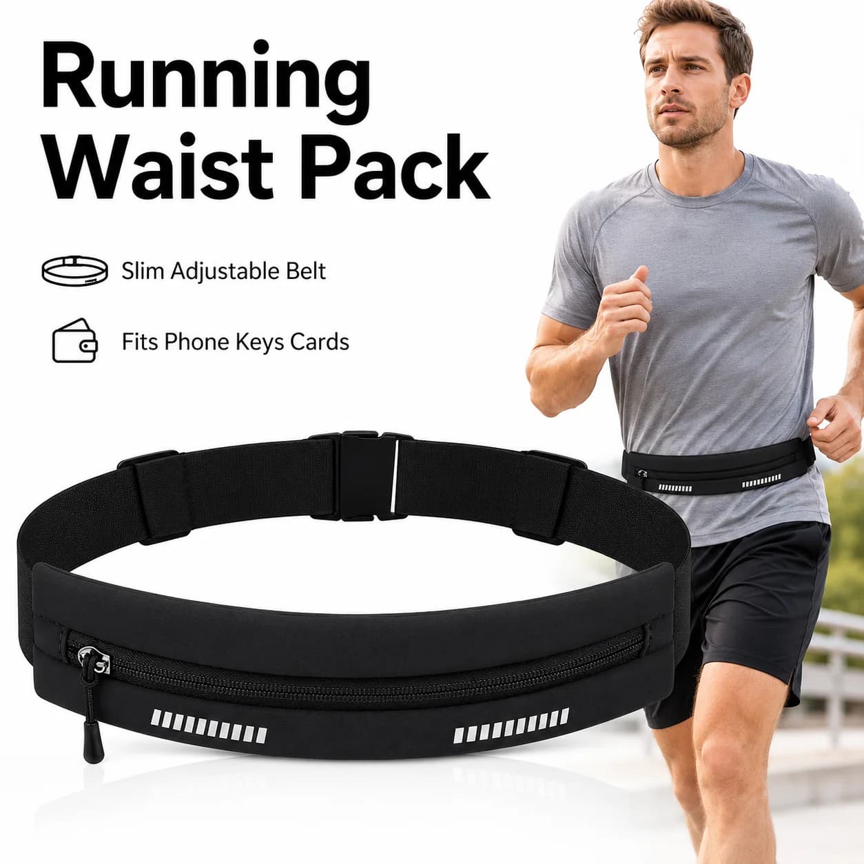 Men Women Slim Running Bags Running Waist Pack with Adjustable Belt Portable Outsides Jogging Gym Sports Cell Phone Pouch