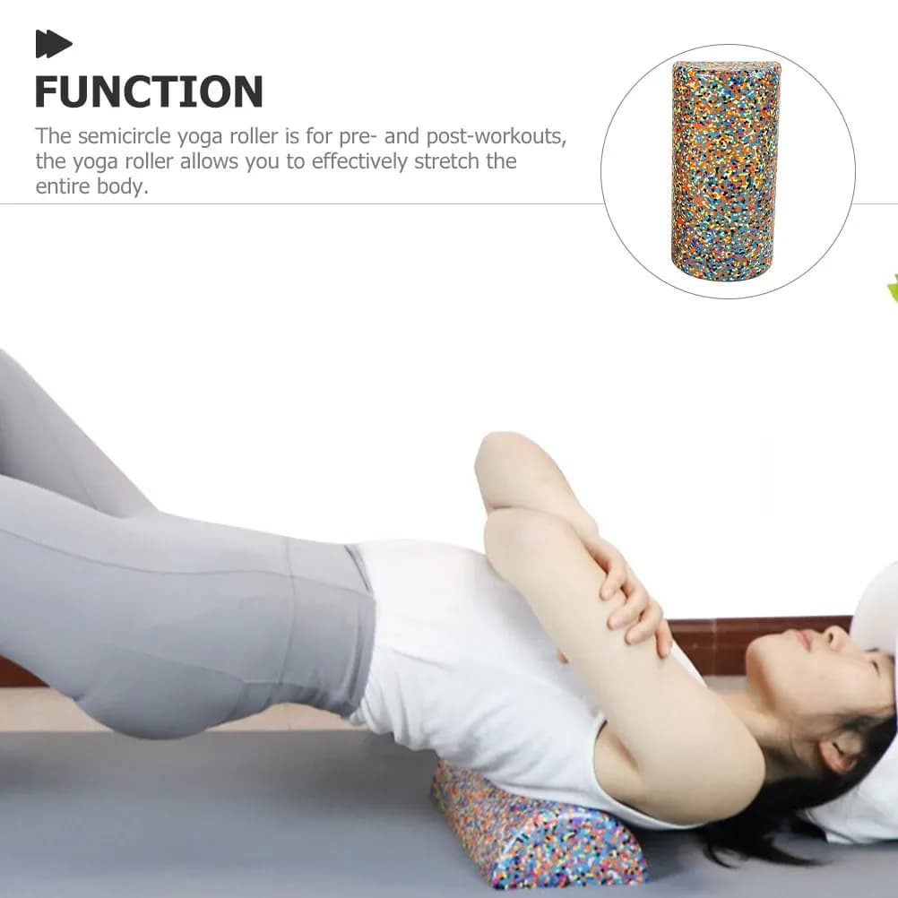 Colorful semicircular foam roller for fitness, yoga, balance training, muscle massage, pilates, exercise tool