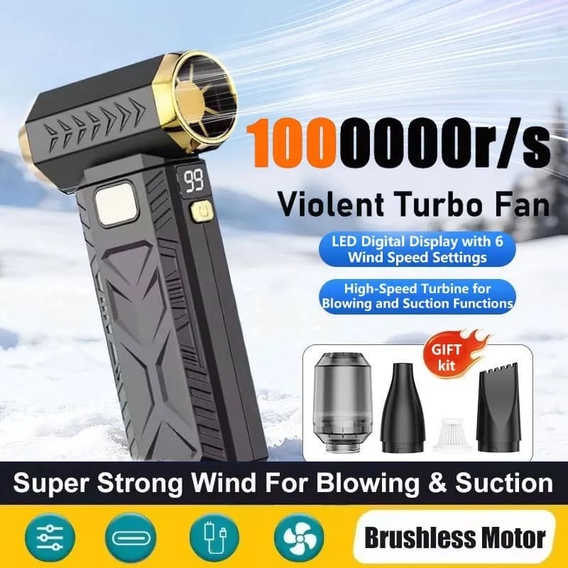 Ventilatore Violento da 1.000.000 RPM, Soffiatore d'Aria Super Potente, Aspiratore 2-in-1 per la Pulizia della Polvere, Turbo Brushless con Vento Forte