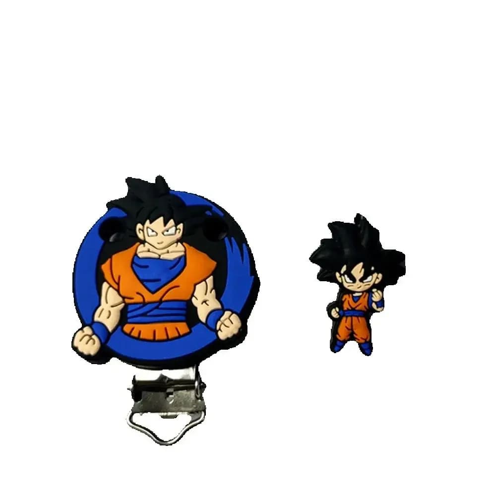 Set di 2 Pezzi Clip in Silicone Son Goku, Perline Focali, Clip per Catenella Portaciuccio, Accessori per Gioielli e Giocattoli