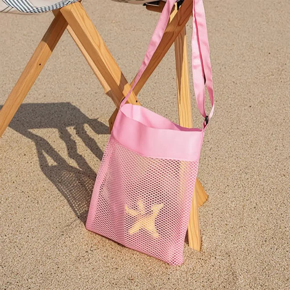 Children's Beach Digging Tools Storage Bag, Large Capacity, Portable Lightweight Mesh Bag, with Adjustable Strap, Beach Bag for