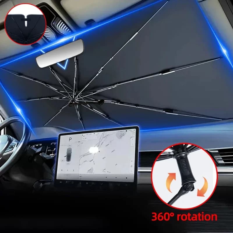 Il nuovissimo ombrellone parasole per parabrezza per auto con 360 ° Rotazione Maniglia flessibile Finestra anteriore Parasole Protezione UV Isolamento termico