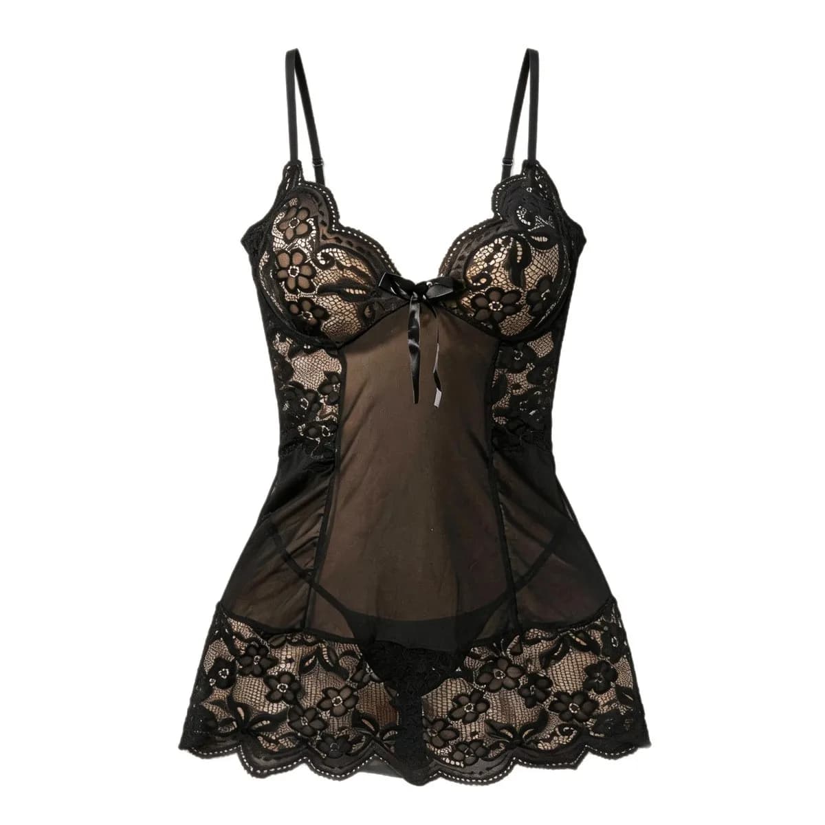 Pigiama Trasparente da Donna 2026 in Pizzo Floreale, Vestito Sexy in Tessuto a Rete, Abbigliamento Aderente in Pizzo