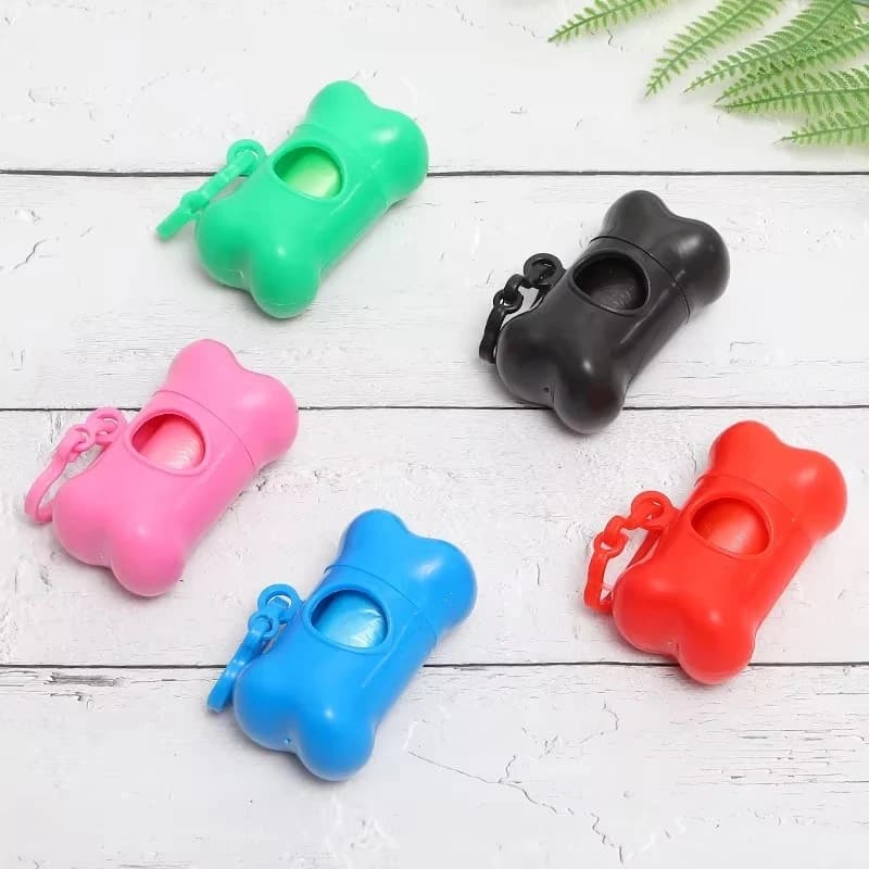 1-6Pcs Bone Shaped Poop Bag Dispenser Pet Dog Waste Bag Holder Plastic Garbage Bags Dispenser Carrier Case Portable Litter Pouch
